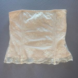 The limited cream floral lace strapless top